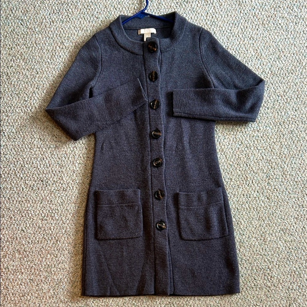 Warm Gray Button-Up Knit Cardigan Banana Republic